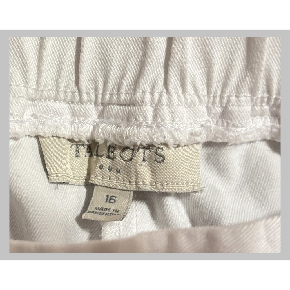 Talbots Womens White Crop Pants Drawstring Waist Patch Pockets Size 16 - Picture 2 of 3